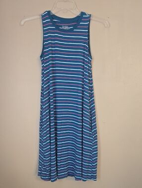 Time And Tru - Teal Striped Sleeveless A-Line Dress